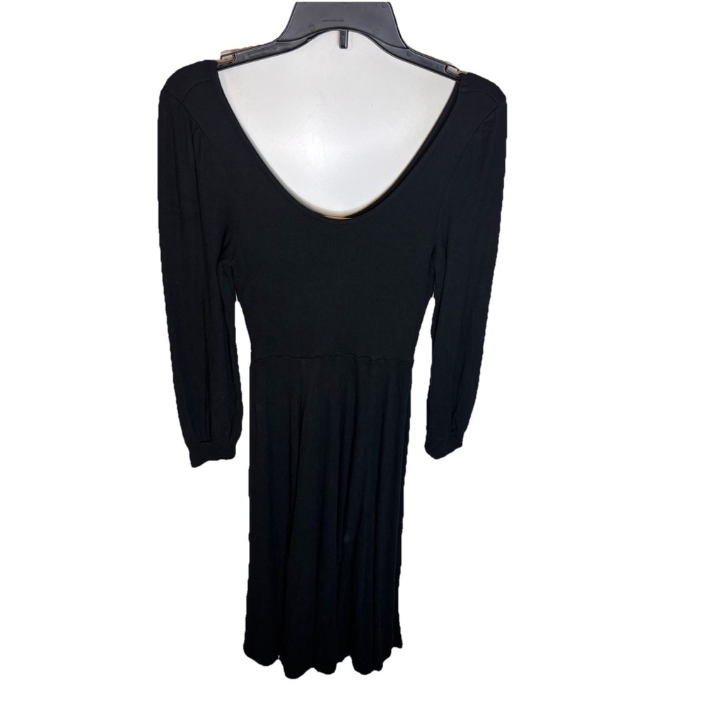 Marine Layer Lexi Rib Midi Dress Black Long Sleeve Fit & Flare Size Small‎